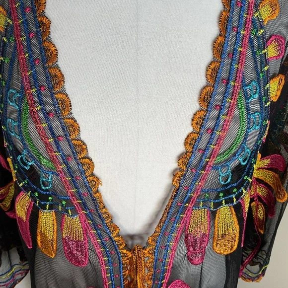 RACHEL Rachel Roy Colorful Sheer Kimono Swim Cover Up One Size Beach - Picture 6 of 10